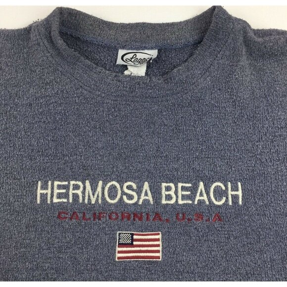 Hermosa Beach California Mens Crewneck Long Sleeve Flag Sweatshirt Size 2XL - Picture 1 of 6